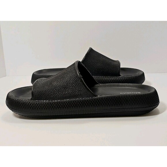BRONAX Unisex Pillow Slippers Black Size 13.5–14.5 – Thick Sole Cushioned Slides - Picture 8 of 11